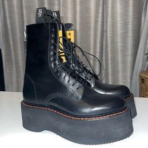R13denim SINGLE STACK BOOT - BLACK